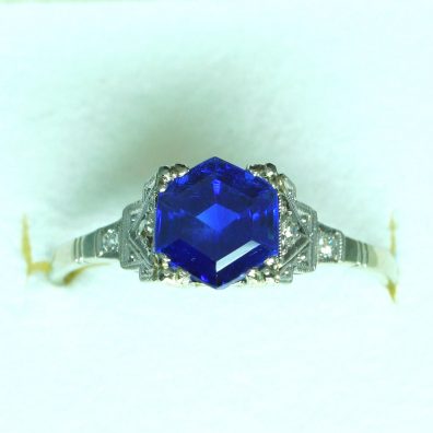 Antiker ca. 1920 Blauer Saphir Ring Top Kaschmir Farbe - Enzmann Edelstein Onlineshop.