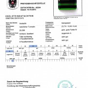 Abbildung Detailansicht Edelsteinzertifikat Gemmologisches Labor Austria GmbH Turmalin