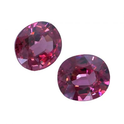Lila rötliche Edelsteine, Granat, oval