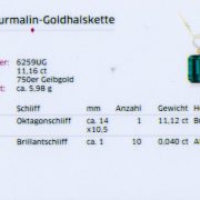 Pirineu Turmalin Goldhalskette 11,2ct zert