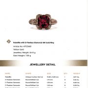 Sensationeller Rubelit Damen 750er Gelbgold Ring Kat Florence 3.87 ct. Zertifikat