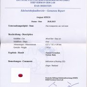 Zertifikat Rubin 2,85 ct. Thailand